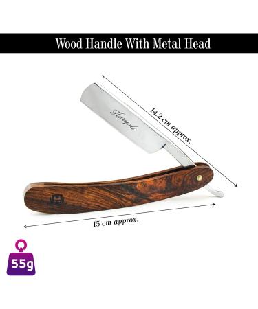 Vintage Barber Salon Luxury Shaving Kit | Straight Razor, Badger Hair Brush, Leather Strop & Honing Paste in Wooden Box - 5 Pc Set - Buy Online on GoSupps.com