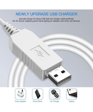 USB Charger for Braun Epilator SHUOMAO - Replacement Charging Power Cord for Silk-pil 9 & 5, pil 7 - Hair Removal Accessory - Buy Online on GoSupps.com