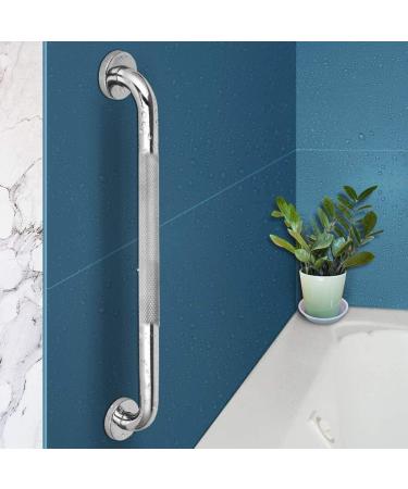 2 Pack 16 Inch Chrome Stainless Steel Shower Grab Bar with Anti-Slip Grip - Bathroom Safety Hand Rail Support for Elderly and Handicapped - Buy Online on GoSupps.com
