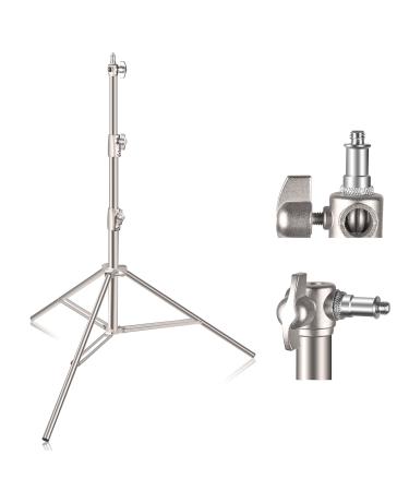 EMART 9.2ft/2.8m Stainless Steel Light Stand, Spring Cushioned Heavy Duty Tripod Stand with 1/4" to 3/8" Universal Adapter for Studio Softbox, Monolight, Umbrella, Reflector, Strobe Light, Photography 1pack
