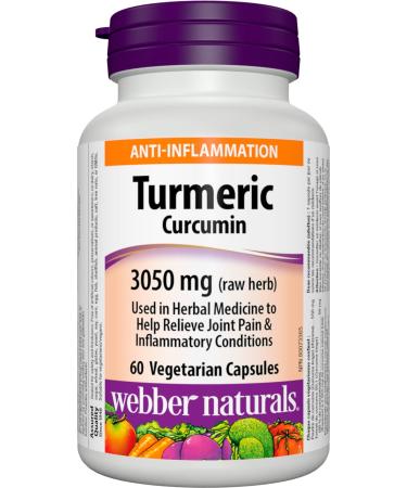 Webber Naturals Turmeric Curcumin 3 050 mg of Raw Herb 60 Capsules Digestion Joint and Antioxidant Support Vegan