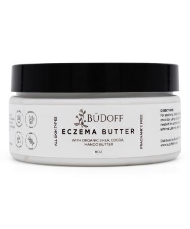 Soothing Eczema Acne Dry Itchy Sensitive Skin Relief Body Butter | Organic Shea Cocoa and Mango Butter | For All Skin Types | Fragrance Free | 24 Hour Relief | 8 Oz Tub