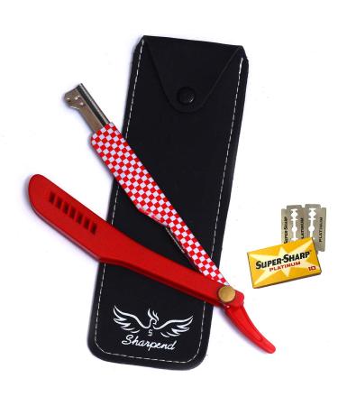 Sharpend Professional Barber Straight Edge Razor - Barber Razor-Single Edge Barber Knife Razor for Men with 10 Disposable Stainless Steel Barber Razor Blade - Barber Knife Folding Razor