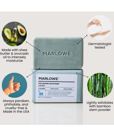 MARLOWE No. 108 Polishing Soap Bar - Cleansing & Moisturizing Bar for Men - Buy Online on GoSupps.com