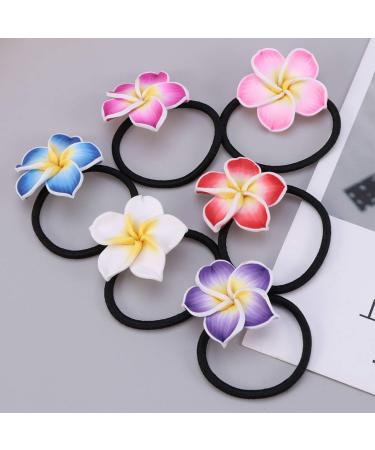 Buy 12pcs Colorful Plumeria Hair Ties | Hawaiian Hair Accessories | International Shipping Available - Buy Online on GoSupps.com