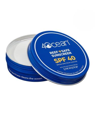 4ocean Reef-Safe Sunscreen SPF 40 - Broad Spectrum UVA/UVB Protection - Ocean-Friendly, Water-Resistant, Non-Nano Zinc Oxide Formula - 2.8 oz (Each tin funds removal of 1 pound of trash)
