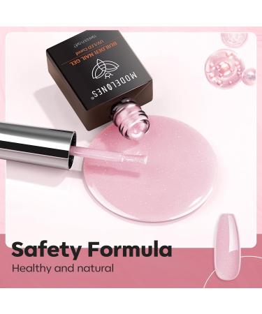 Modelones Nude Glitter Pink Builder Nail Gel - 8-in-1 Strengthener & Extension Gel - 15ML Bottle - Ideal Gift for Women - Buy Online on GoSupps.com