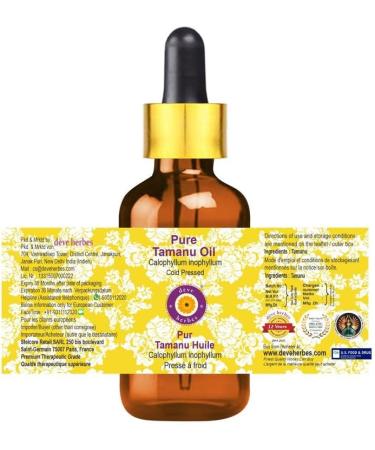 Dev Herbes Pure Tamanu Oil 30ml - Cold-Pressed Therapeutic Quality Natural Oil with Glass Dripper - Calophyllum Inophyllum for Skin & Hair - Buy Online on GoSupps.com