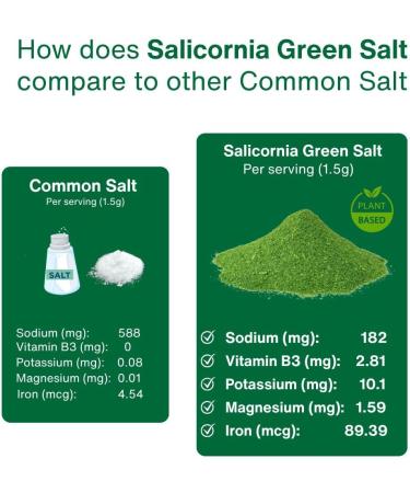 Sel Vert Saltwise 50% De Sodium En Moins Substitut De Sel V g tal 100% Salicorne D shydrat e Umami Naturel Sans Additifs (Lot De 2) 200 g (Lot de 2) - Buy Online on GoSupps.com