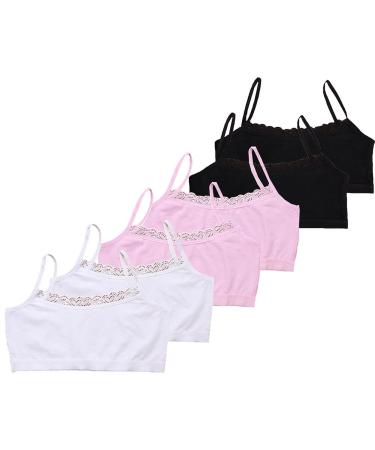 Bevalsa Girls' Bustier Girls' Bustier with Lace 10-14 Years Girls Bras ML Black White Pink