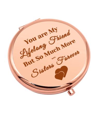 Sister Gifts from Sisters Compact Makeup Mirror for Soul Sister BFF Friend Gifts for Women Sisters Birthday Gift Ideas Friendship Gifts Folding Makeup Mirror for Her Anniversary Graduation Gifts