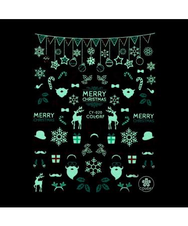 Nail Decal Manicure 3D DIY Santa Snowman Designs Christmas Luminous Nail Stickers(CY-020)