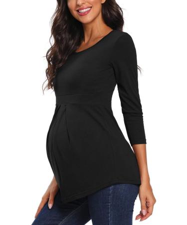 Love2Mi Nursing Shirt Maternity Top - Layered Wrap Design - Black - Size L - Buy Online on GoSupps.com