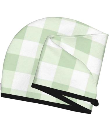 Green Checkboard Microfiber Hair Towel | Super Absorbent Quick Dry Wrap for Long Curly & Thick Hair - Soft Coral Velvet - Buy Online on GoSupps.com