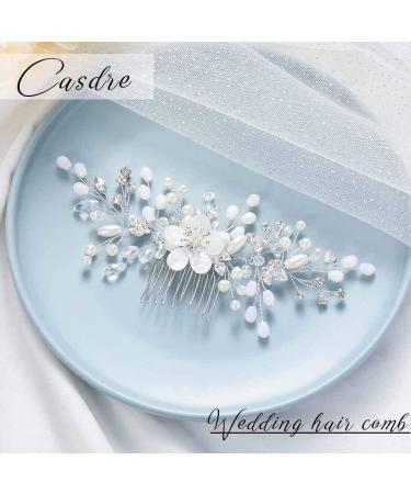 Silver Rhinestone Bride Wedding Hair Comb with Pearls - Bridal Hairpiece for Women and Girls - Buy Online on GoSupps.com