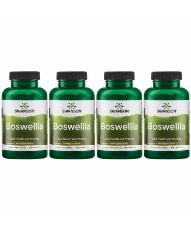Swanson Boswellia - Herbal Supplement Promoting Joint Support - Ayurvedic Herb for Joint Flexibility & Mobility Support - Made with Boswellia Serrata Resin - (100 Capsules) (4 Pack) 100 Count (Pack of 4)
