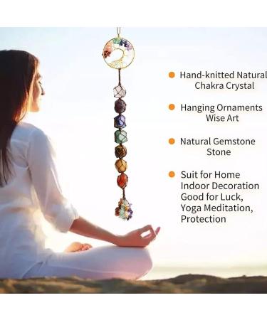 7 Chakras Healing Crystals Natural Gemstones Spiritual Gifts for Women Polished Tumbled Stones Positive Energy Spiritual Meditation Hanging Ornament/Window Ornament/Feng Shui (Healing Crystals-03) - Buy Online on GoSupps.com