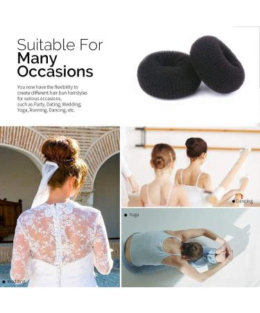 WACURRENTHYD Hair Donut Bun Maker X-Large 4.5 Inch Black - 2PCS Chignon Doughnut Shaper for Thick & Long Hair - Buy Online on GoSupps.com