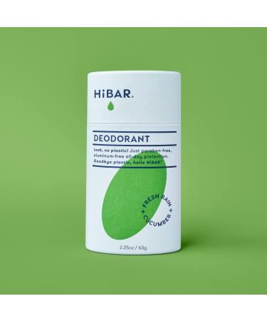 HiBAR Natural Aluminum Free Deodorant - Fresh Rain + Cucumber | Plastic Free Deodorant | All Day Protection | Baking Soda Free | All-Natural | Zero Waste Deodorant | Cruelty-Free | Women's Aluminum Free Deodorant | Men's...
