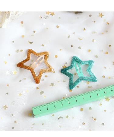 6 Pack Colorful Star Glitter Metal Snap Hair Clips - Girls' Cute Barrettes & Hair Accessories - Buy Online on GoSupps.com
