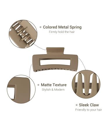 Shinowa Leopard Pattern Hair Clips - 3-Pack Strong Hold Slipproof Jaw Clamp Accessories for Long Thick Hair - Khaki - Buy Online on GoSupps.com