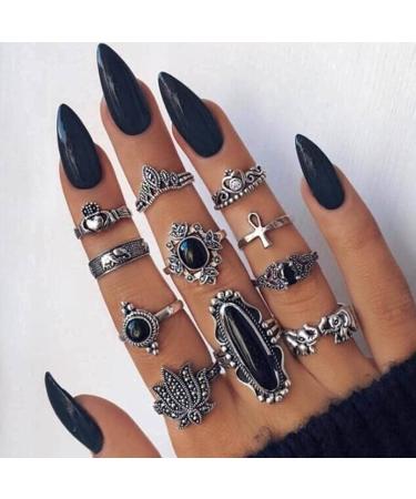 Obmyec Long Black Stiletto Press on Nails - 24pcs Pure Glossy Acrylic False Nails for Halloween - Women and Girls Full Cover Nail Art - Buy Online on GoSupps.com