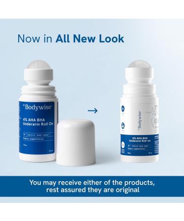 Be.Bodywise 4% AHA BHA Underarm Roll-On 50ml | Odour Prevention Pigmentation Reduction Long-Lasting Deodorant for Sensitive Skin - Buy Online on GoSupps.com