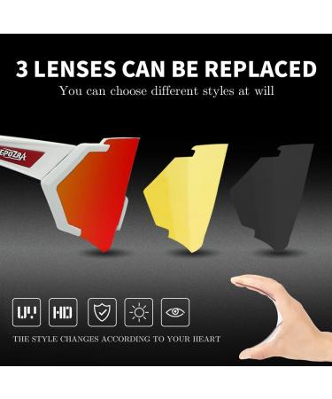 JEPOZRA Polarized Cycling Glasses - 3 Interchangeable Lenses - Sports Sunglasses in White/Red - Buy Online on GoSupps.com