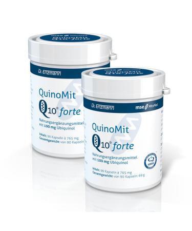 QuinoMit Q10 forte double pack capsules 100mg high dose Kaneka Coenzyme Q10 (90 capsules) reduced breathable vegan Dr Enzmann