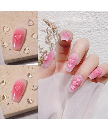 250 PCS 3D Heart Nail Art Charms Flatback Heart Nail Rhinestones Clear Acrylic Heart Nail Gems for Women Girls Nail Art Design DIY Craft Manicure Accessories - Buy Online on GoSupps.com