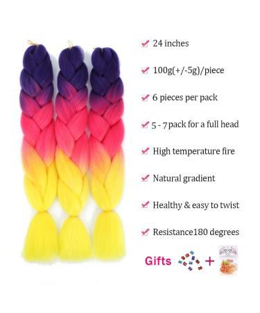 Ombre Braiding Hair Extensions - 6 Pack 24 Inch Pre-Stretched High Temperature Synthetic Hair (C39) | International Shipping - Buy Online on GoSupps.com