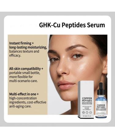 Copper Peptides GHK-Cu Peptides Serum Firming and Hydrating Face Serum Anti-Aging Skincare for All Skin Types 30ML / 1 FL OZ - Buy Online on GoSupps.com