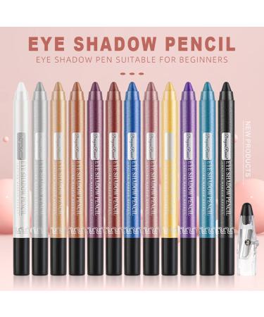 Sitovely 12-Piece Matte Eyeshadow Stick Set with Sharpener Cap - Long-Lasting Pearly Sparkle Glitter Eyeshadow Pencils - Buy Online on GoSupps.com