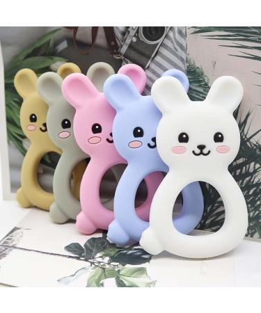 BPA-Free Silicone Bunny Teething Toy for Newborns - Soft, Cute, and Easy to Hold - Light Gray Teether for Stress-Free Teething - Buy Online on GoSupps.com