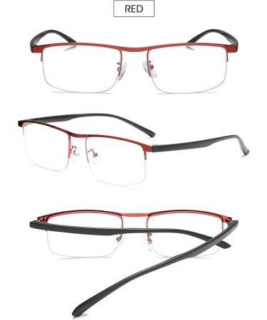 Vevesmundo Multifocus Reading Glasses Set - Blue Light Filter Metal Half Reading Aids for Men (Black Red Gold) - 3.0x Magnification - Buy Online on GoSupps.com