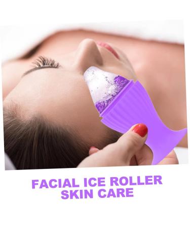 Minkissy Ice Cube Tray Facial Massager - Silicone Ice Roller Tool for Face Care & Skin Massage - Violet 15x6CM - Buy Online on GoSupps.com