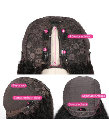 AliPearl Hair 18 Inch Yaki V Part Wig - Brazilian Virgin Kinky Straight Human Hair - Glueless Clip In Half Wig for Black Women - Buy Online on GoSupps.com