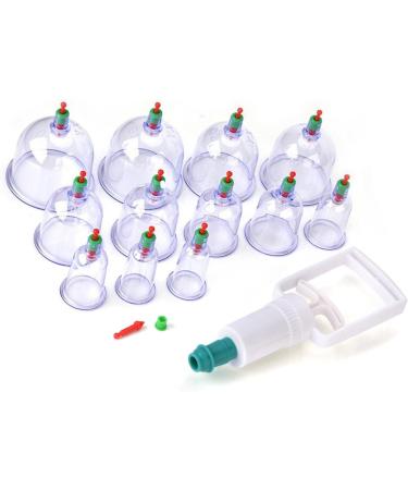 BDSM Cupping Set - 12 Piece Transparent Chinese Massage Therapy Kit with Pump | Wrinkle Reducers & Anti-Embarking Device | International Shipping - Buy Online on GoSupps.com