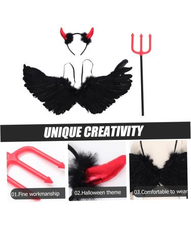 FRCOLOR 3 Sets Demon Wings Set Black Devil Costume Prop Devil Ear Headband Costume for Praty Devil Accessories Devil Pitchfork Costume Devil Costume for Horn Cosplay Supplies Feather - Buy Online on GoSupps.com