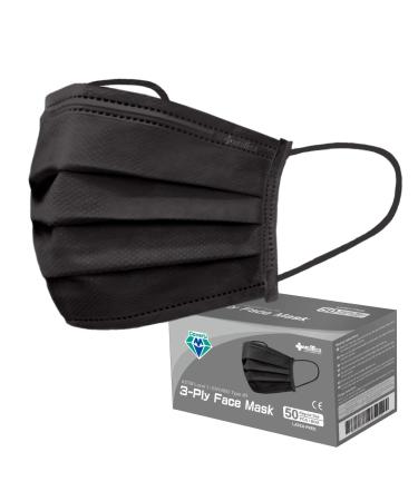 Medtecs Face Mask Disposable - 50/2000 PCS - Comfortable 3 Layer Breathable Mask, the Better Protection and Health Choice - CoverU Adult Mask - 50 PCS/Box - Black 50 Pcs - 01. Black