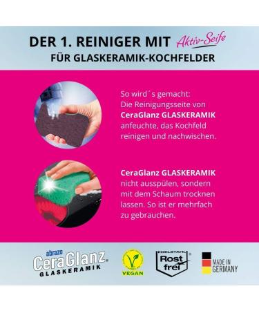 Abrazo CeraGlanz Glass Ceramic - 2 Scratch-Free Ceramic hob Cleaners/Germany - Buy Online on GoSupps.com