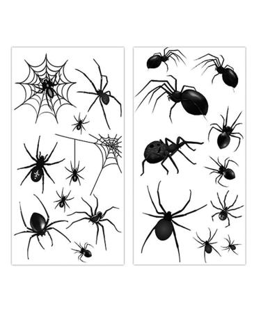 Peanuty 10 Sheet Scary Spider Temporary Tattoo Stickers - Halloween Spider Web Designs for Adults and Kids - Waterproof Body Art for Parties and Cosplay - Buy Online on GoSupps.com