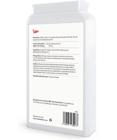 Apple Cider Vinegar Supplement 500mg - 120 Capsules | UK Manufactured to GMP Standards - Buy Online on GoSupps.com