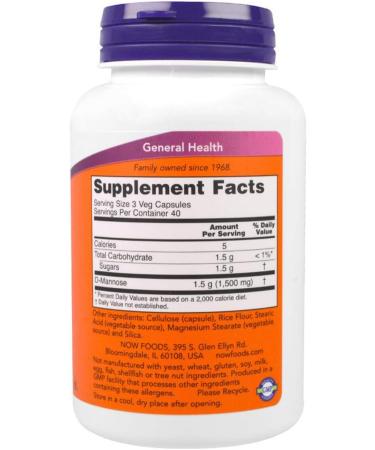 NOW D-Mannose 500mg - 120 Veg Capsules | Urinary Tract Health Support - Buy Online on GoSupps.com