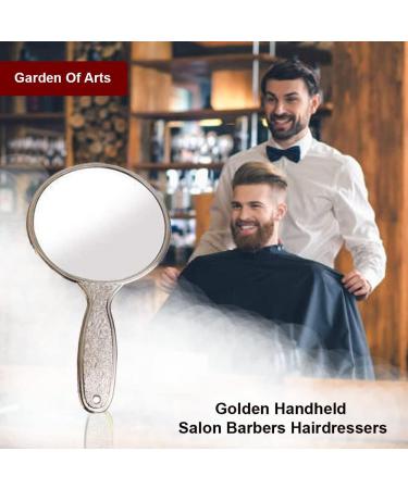 Silver Handheld Salon Barbers Mirror - Extra Large with Grip Handle | Garden of Arts - Buy Online on GoSupps.com