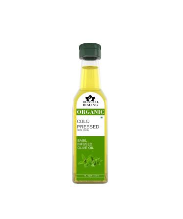 Blessfull Healing Cold Pressed Basil Infused Oil for Healthy Cooking Skin Glow 250 ml / 8.45 fl oz Pack of 1
