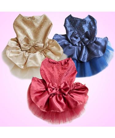 Pet Dog Puppy Bow Gauze Tutu Dress Skirt Cat Sequin Princess Clothes Apparel Dog Accessories Birthday Chirstmas Thanksgiving Valentine's Day Gifts Dark Red L - Buy Online on GoSupps.com