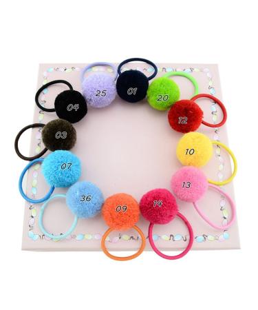 FRCOLOR 12PCs Nice headgear fur ball with rubber band band accessories headband for ponytail holder pompom hair band (mixed color)