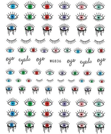DIY Nail Decal Self-adhesive Design Easy to Apply Eye Evil Nail Art Sticker Lucky Blue Colorful 3D Nail Decals Evil Eye Nail Sticker(WG840) - Buy Online on GoSupps.com