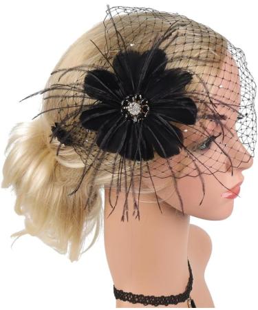 AJTUTUS Party Fascinator Hair Clip for Party Wedding Women Feather Mesh Fascinator Hair Pin Big Flower Church Headdress - Buy Online on GoSupps.com